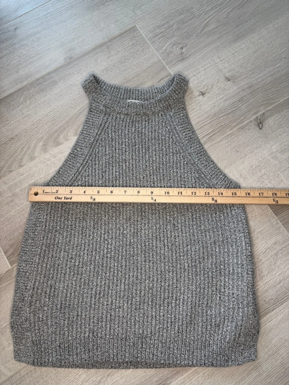 Madewell Gray Marled Ribbed Knit Mock Neck Sleeveless Sweater Tank M - Picture 4 of 6